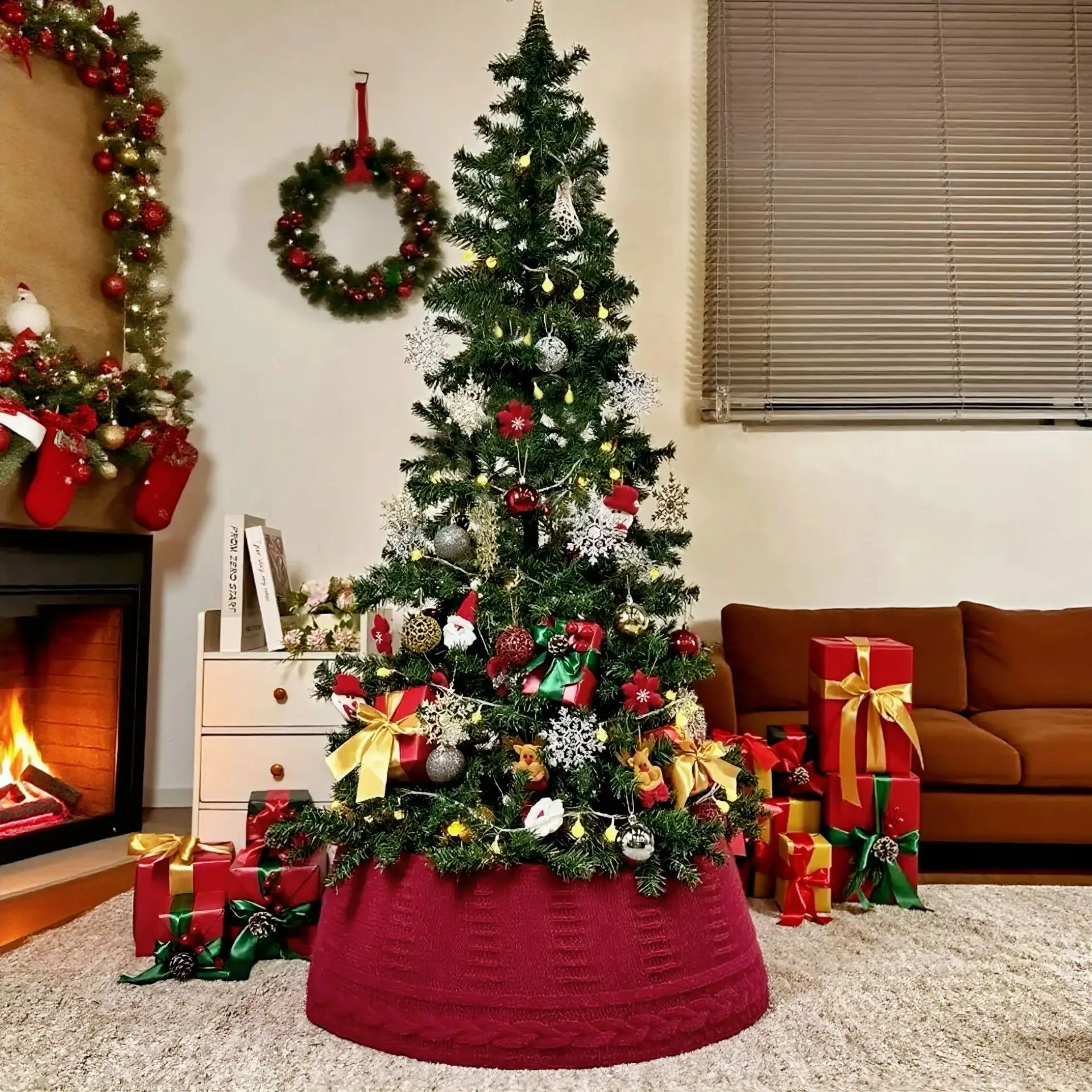 New Arrival Hot-Selling Christmas Knit Tree Skirt Christmas Tree Skirt Decorations 3D Apron Scene Decorations Trending Prop