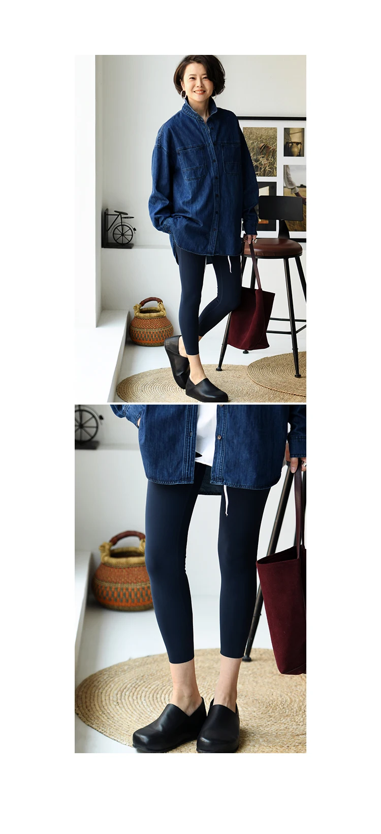 K17009 Comfortable Elastic Slim-Fit Leggings with Hidden Pockets and Wide Waistband for Tummy Control, Suitable for Women to Wear in All Seasons