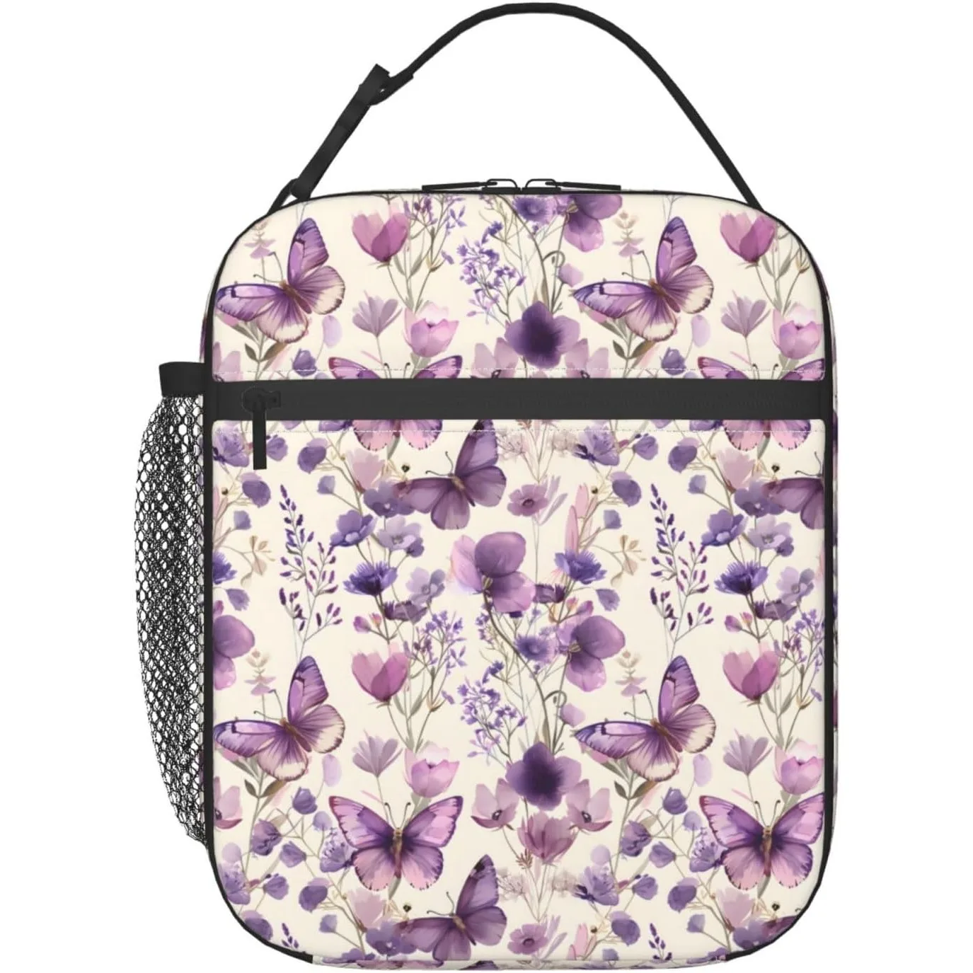 Graceful Butterfly Lunch Box for Women Adults Kids, Insulated Cooler Polyester Pretty Butterfly Lunch Bag