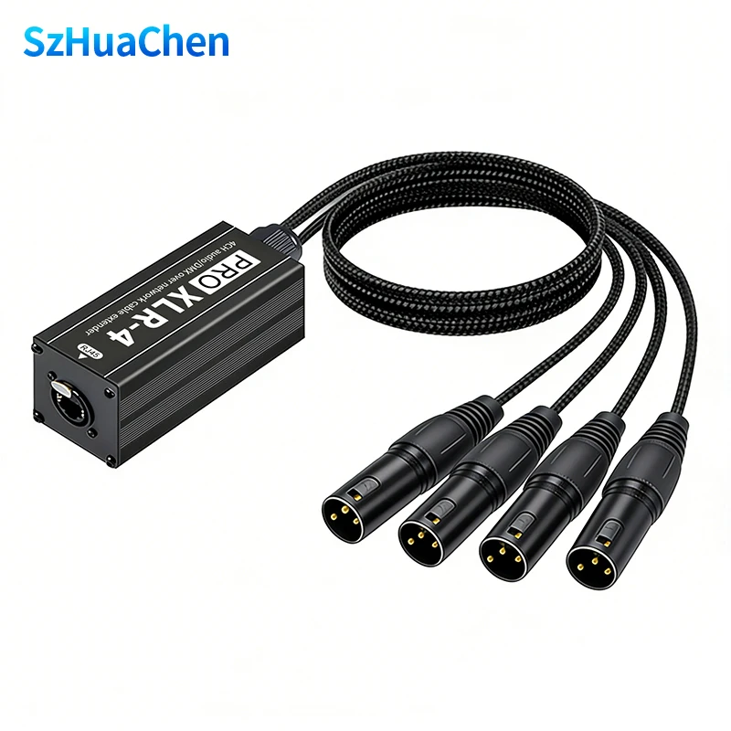 Cable Snake PRO XLR-4 4XLR Hembra a RJ45, Extensor de Audio DMX de 4 Canales para Escenario, Estudio, Espectáculos en Vivo, Sistema de Audio para DJ