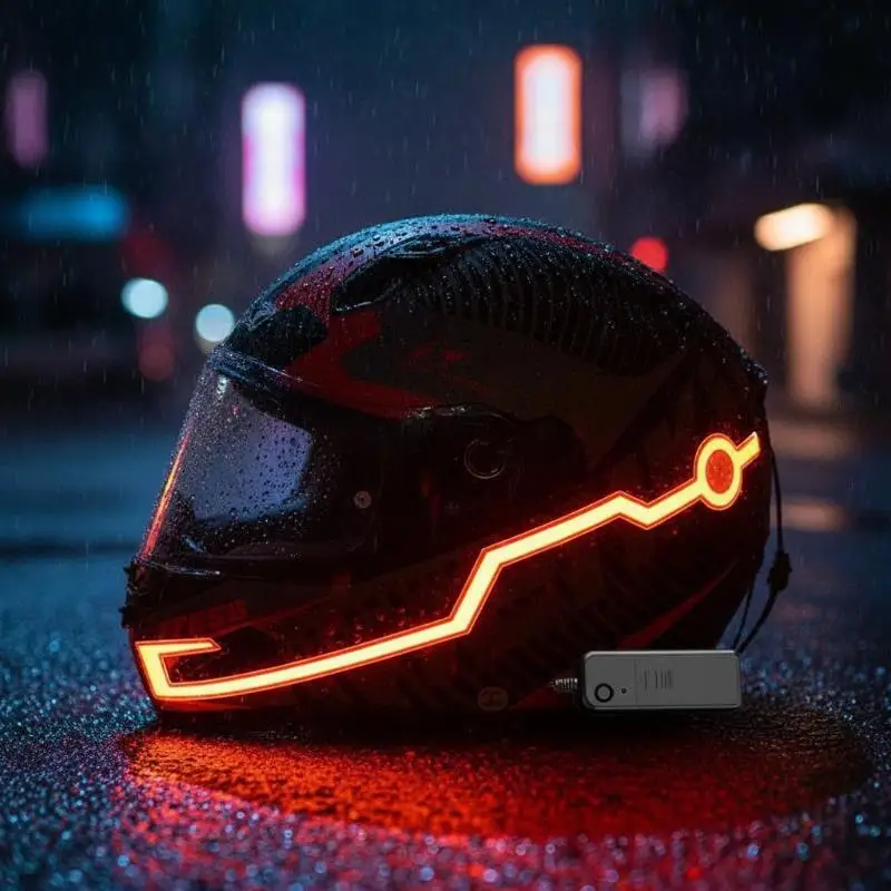 Easy Install LED Motorcycle Helmet Light 1 Set Self-Adhesive Reflective Luminous for Road Cycling Night Safety