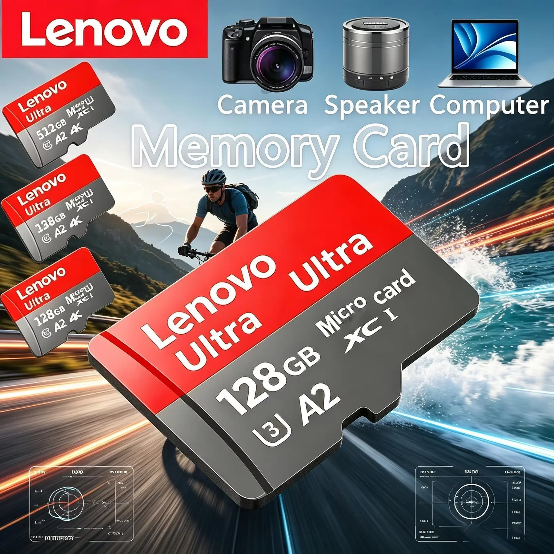 Lenovo Secure 512GB Memory Card Micro TF SD TF Cards SD Cards 256GB 64GB Waterproof 32GB Class 10 for Camera/Tablet/Phone