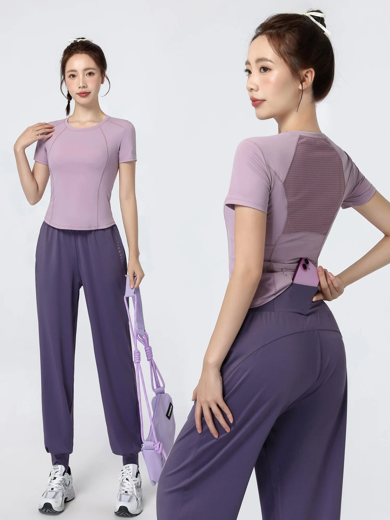 

Women's Running Sport Set 2026 New Breathable Qui Dry Thin ort Sve Fitn Clothes Outdoor Training Morning Run