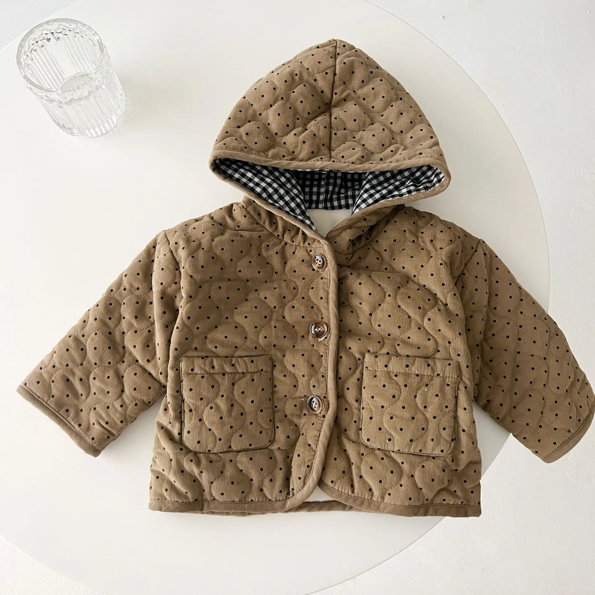 

Snug Robe Coat for Kids, Western Style Plush Jacket with Embossed Dots, Rustic Cozy Loungewear