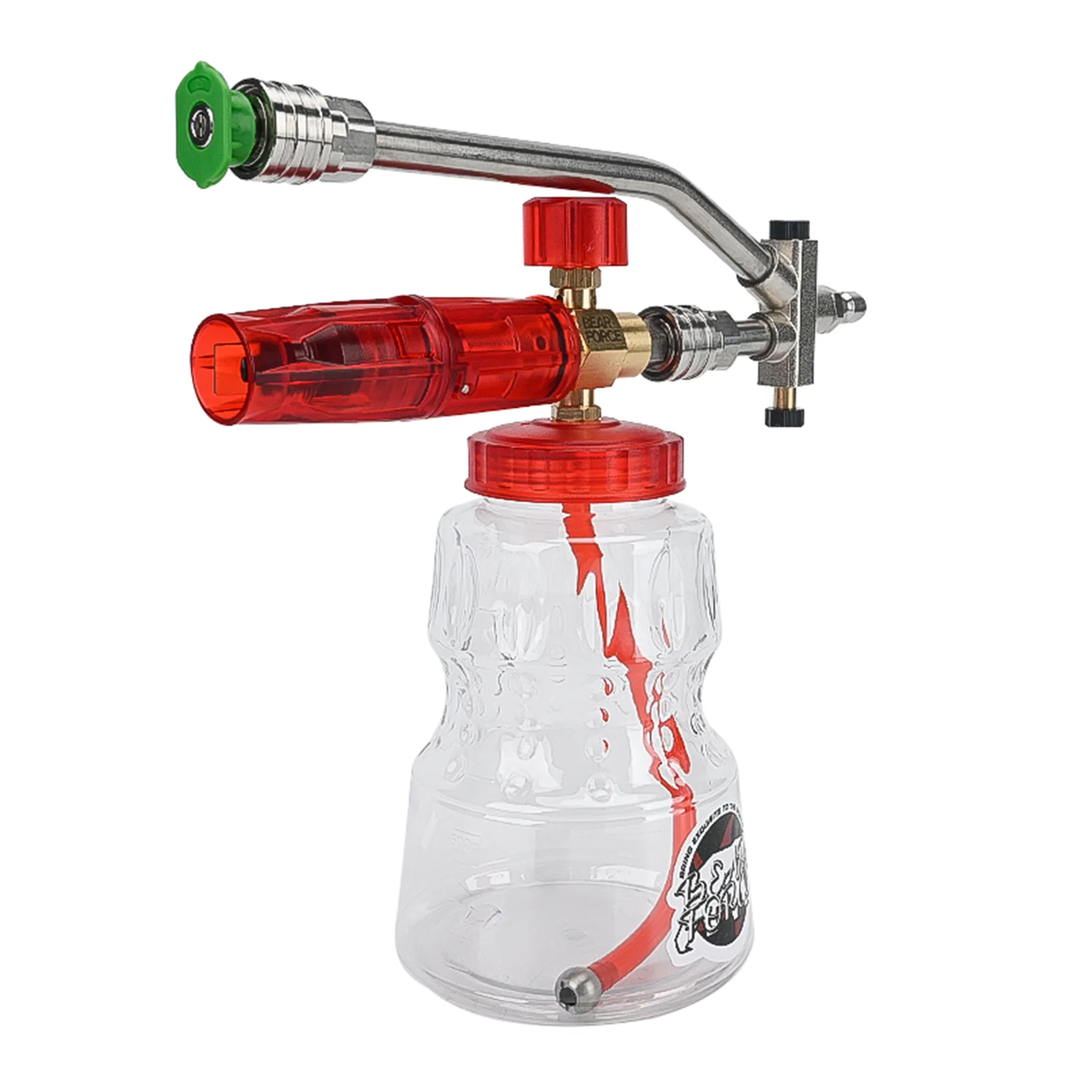 Brass Foam Cannon with Double Tip AttachmentAdjustable Pressure Washer Foam Blaster with Dual-Connector Accessory 1/4