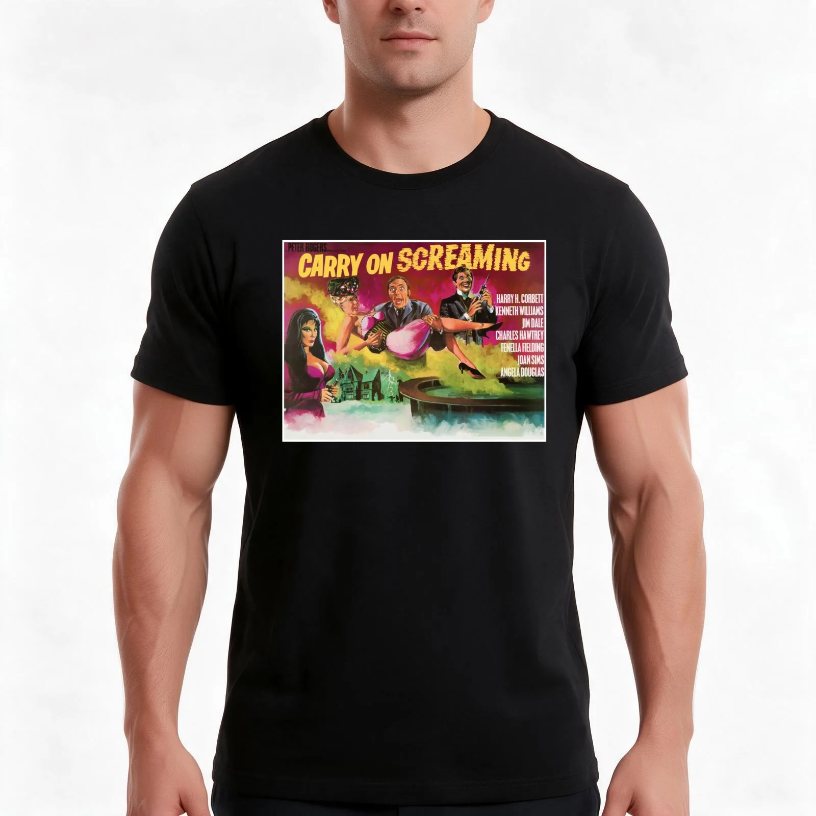 Vintage 60s Style CARRY ON Poster Art - Carry On Screaming T-Shirt, Summer Casual Cotton Tee, Oversized Streetwear Tops