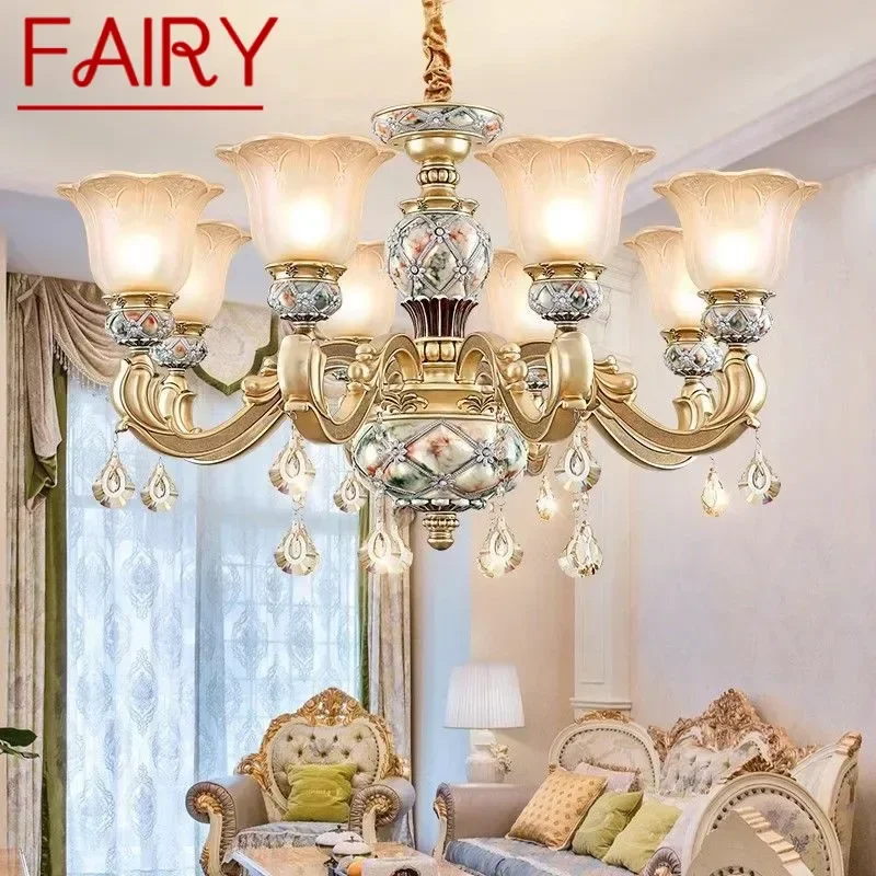 FAIRY European Luxury Living Room Pendent Lamp American Retro Restaurant Bedroom Villa Hotel Clothing Store Cafe Chandelier