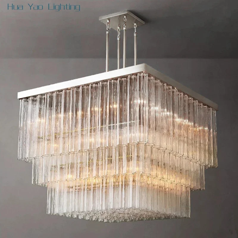 Home Living Room Hanging Lamps for Ceiling Cottage Vintage Big Chandeliers Transparent Flower Glass Pendant Suspension Lustre