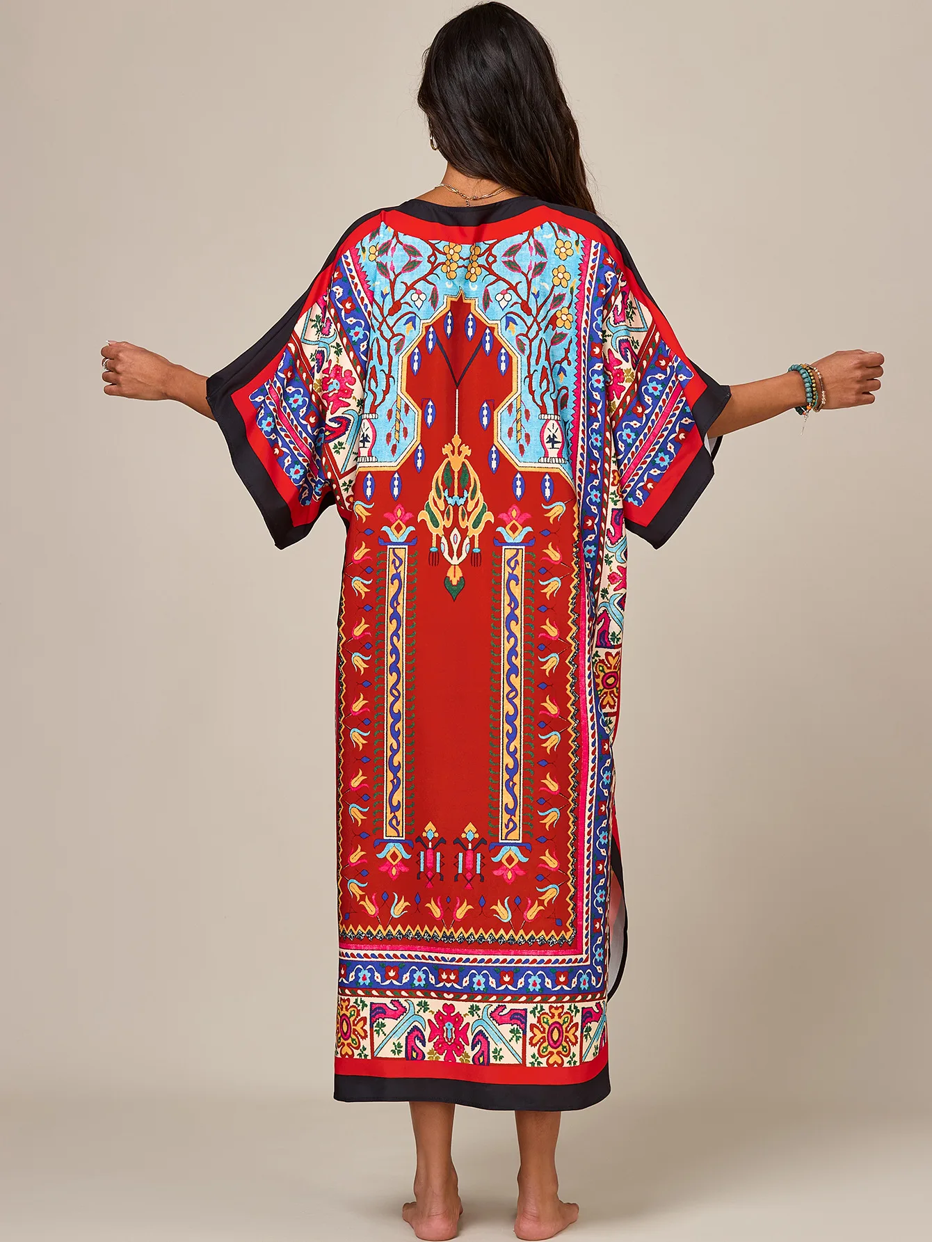 Mulheres africano kaftan maxi maiô praia cobrir roupa de dormir loungewear vestido casual senhoras dashiki caftan tamanho livre