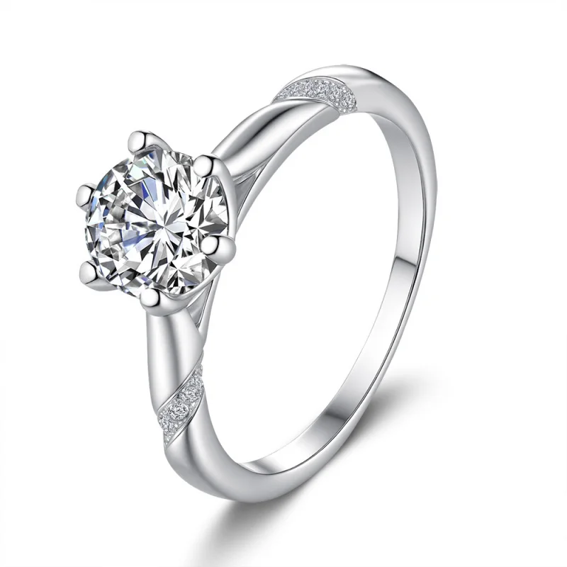S925Plating18KGold Moissanite Diamond Wedding Ring Jewelry Six-Prong Engagement Ring Wholesale