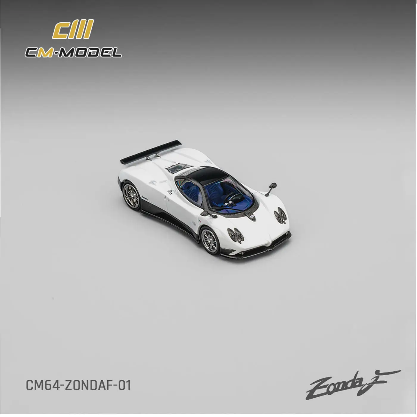 In-stock CM Model 1:64 Zonda F Pearl White alloy car model