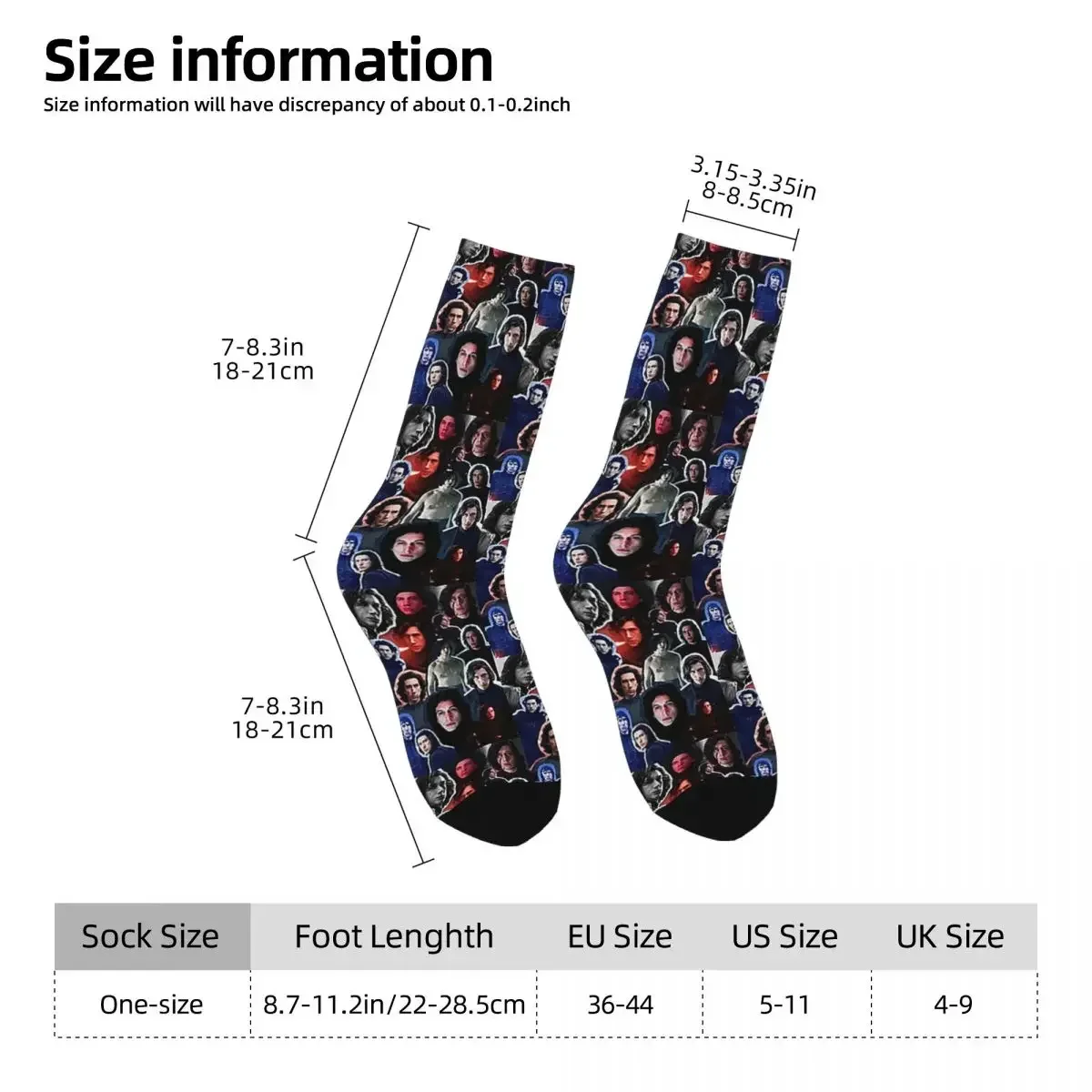 Adam Driver As BenKylo Collage Edit Socks Harajuku Sweat Absorbing Stockings All Season Long Socks for Unisex Birthday Present