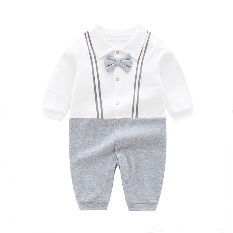 New Baby Boys 100% Cotton Formal Romper Clothes Toddler Kids Gentleman Outfit One-Piece Clothing Handsome Jumpsuit Party Suit