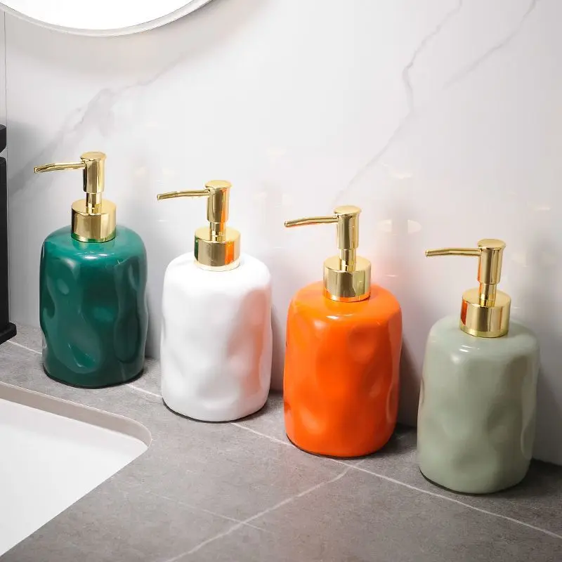 

Creative Irregular Ceramic Lotion Bottle Household Body Wash Shampoo Empty Bottle Pressed Soap Dispenser Bathroom Accessories