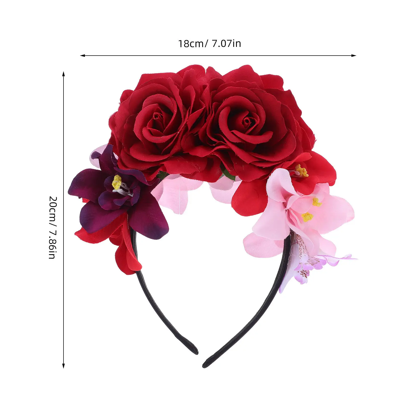 Artificial Rose Flower Headband for Women – Realistic Lightweight Elegant Halloween Party Costume Rose Crown