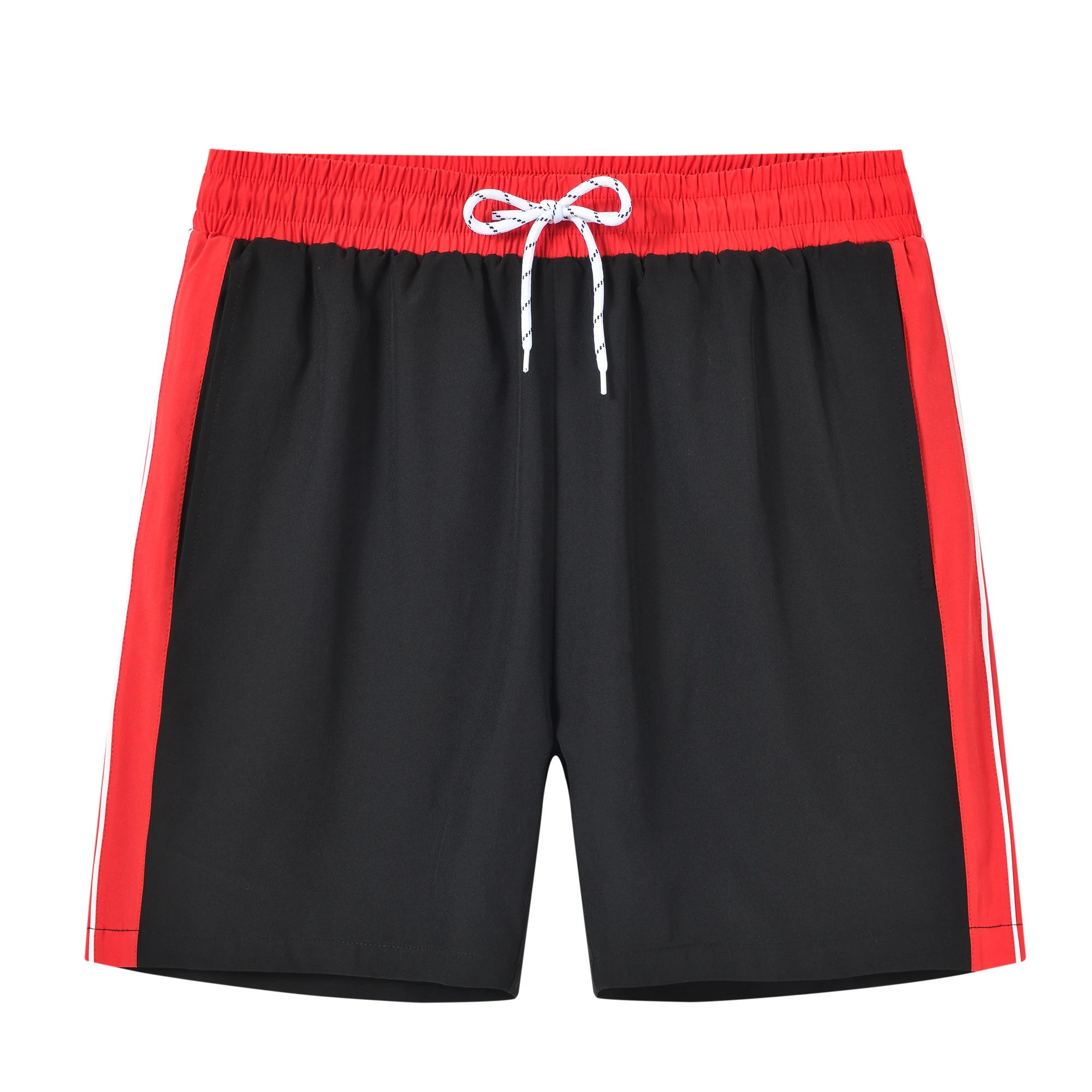 Shorts de natação com zíper masculino com bolsos, maiô de malha, calção de banho, moda praia