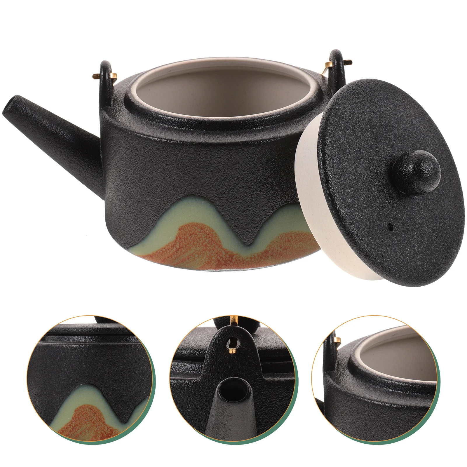 

Large Capacity Ceramic Tea Kettle Vintage Anti-Scalding Handle Stove Top Kettle for Home Tea Brewing and Serving