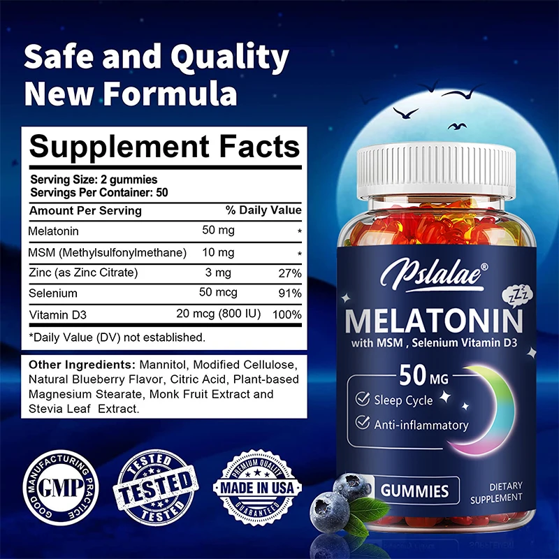 Melatonin Gummies 50mg - Sleep Aid, Improve Sleep Quality and Support Deep Sleep