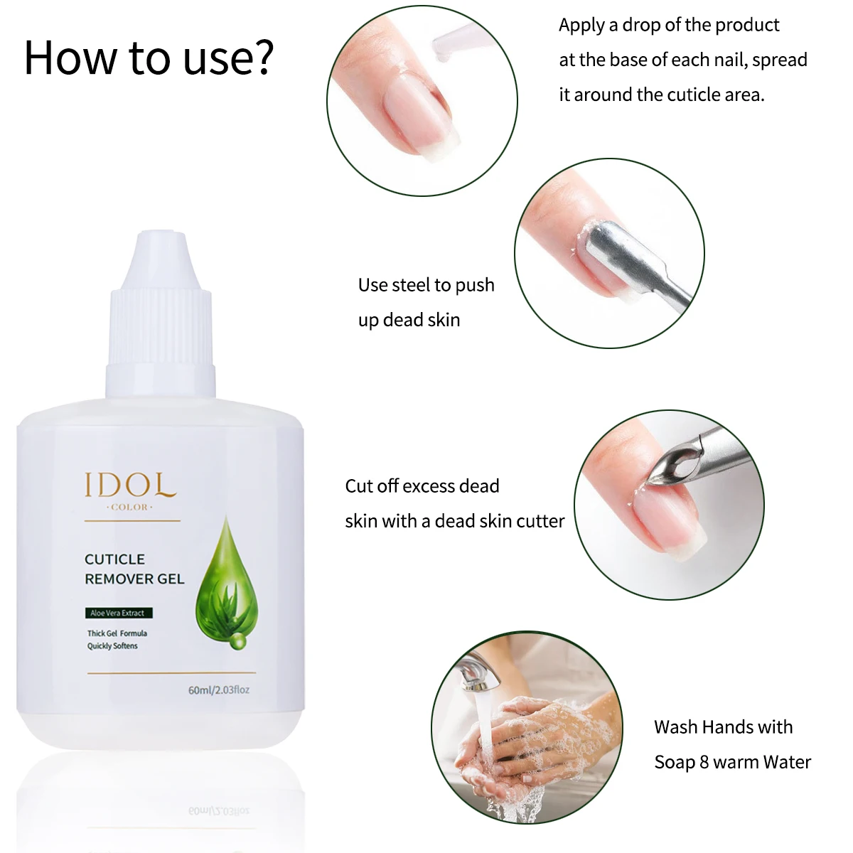جل مزيل الجلد الميت 60 مل مع أداة دفع البشرة، منعم مرطب للبشرة الجافة، كريم العناية بالأظافر برائحة إكليل الجبل