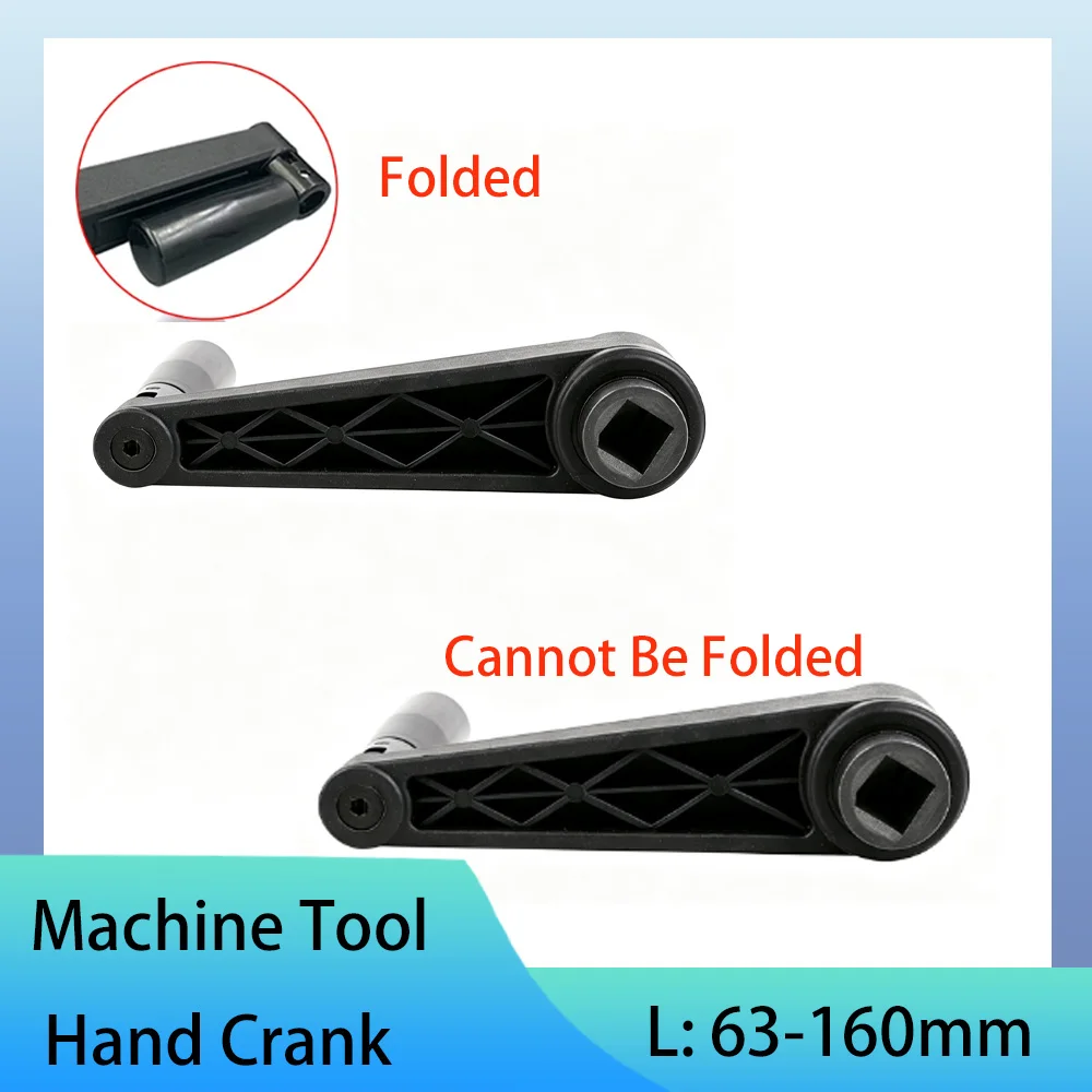 1-4Pcs Square Hole Foldable / Non Foldable Handle Length 63mm-160mm Lathe Milling Machine Black Rotating Handle