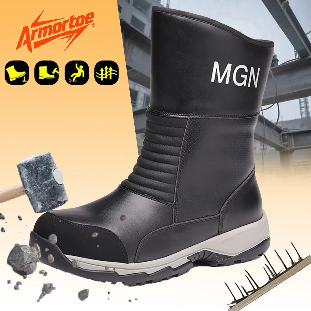 ArmorToe Big Size Steel Toe Work Boots Oil & Heat Resistant Anti-Impact Puncture Proof Oilfield Welding Safety Shoes #Armor2773