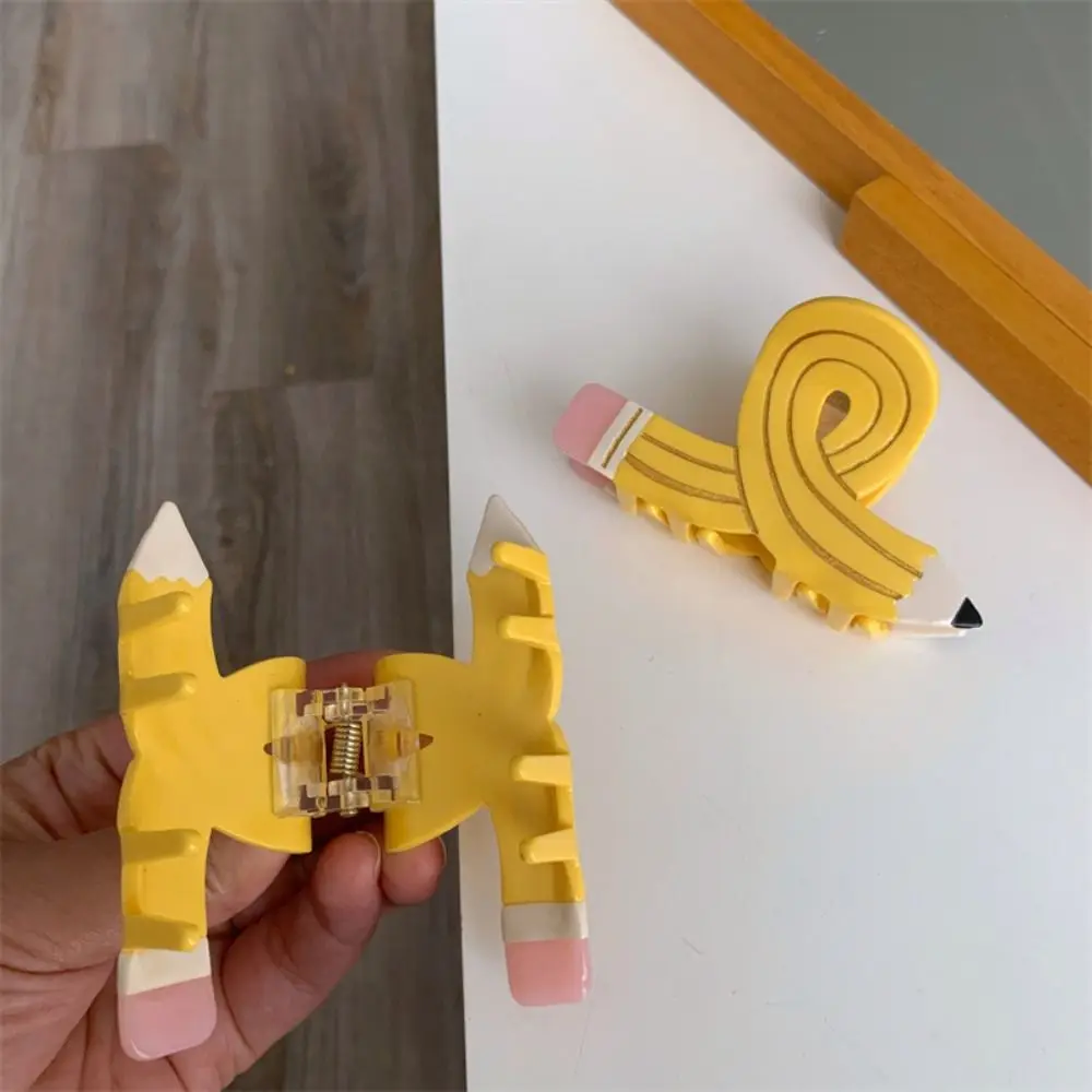 Funny Y2k Pencil Shape Hair Claw Cross Korean Style Acetate Claw Clip Hair Accessories Ponytail Holder Pen Shark Clip Women