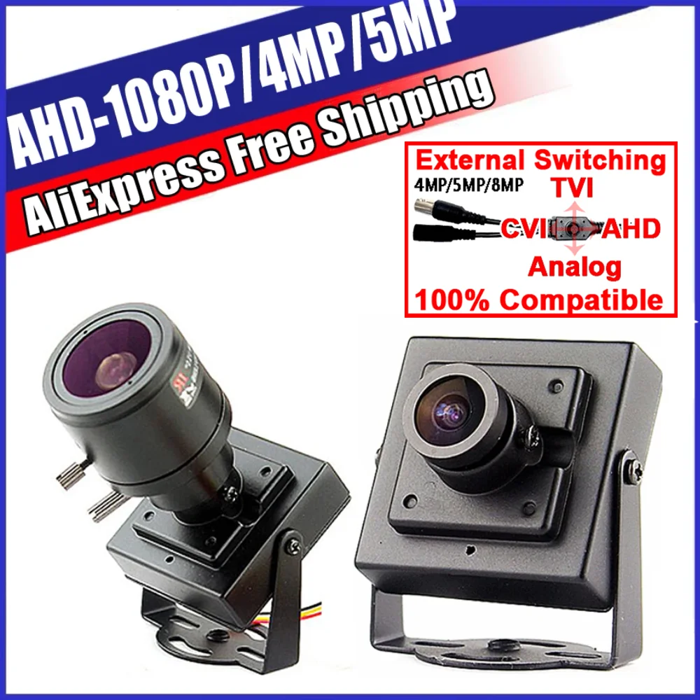 Super Small Metal CCTV Mini AHD Camera HD 5MP 4MP 1080P 2.0MP SONY-IMX326 little Cam HD FULL Digital Micro Security with bracket