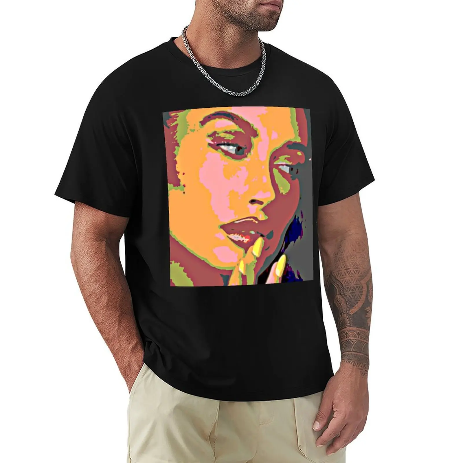 

Hailey Bieber portrait artwork T-Shirt plus size tops Blouse mens t shirts pack