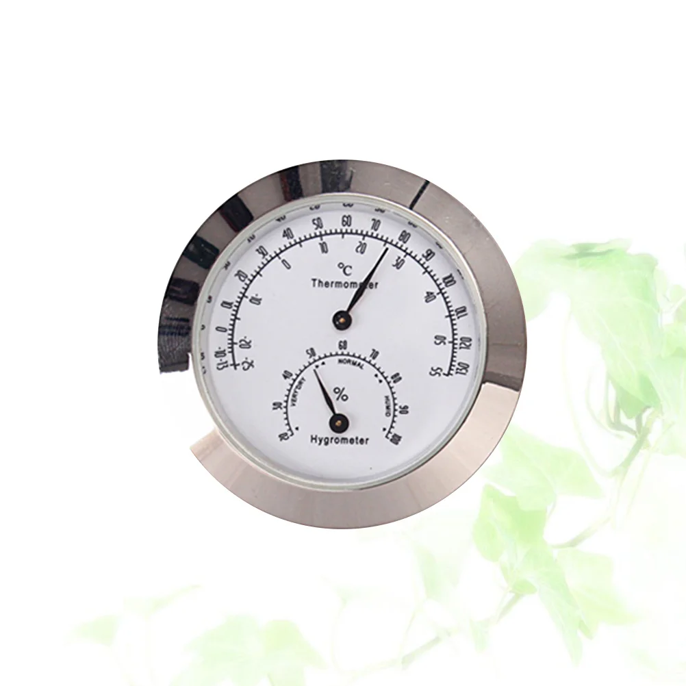 

Round Thermometer Hygrometer Silver Metal Frame Compact for Violin Guitar Case Instrument Care Monitoring Temperature Humidity
