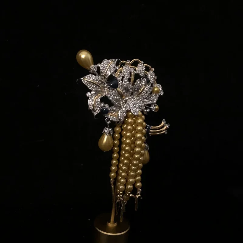 Broche de luxe à franges de perles pour femmes, Style palais rétro, fleur, nouveau charme de styliste, incrusté de Zircon, broche de Banquet pour femmes