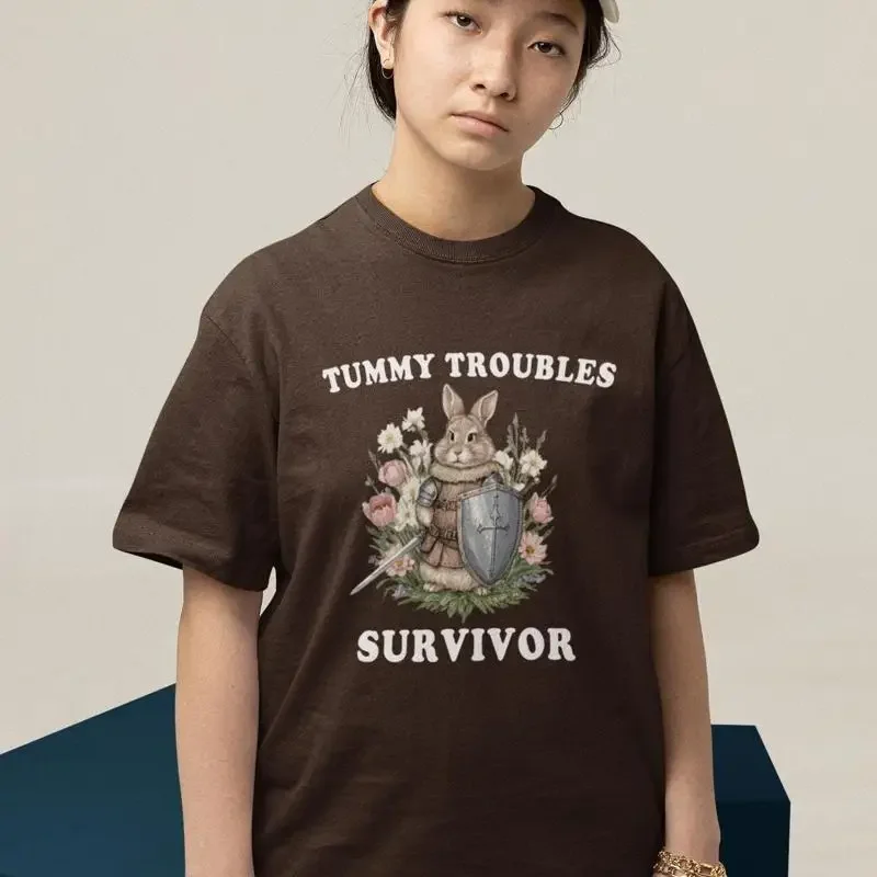 Tummy Troubles T Shirt Survivor Ache Funny Rabbit Retro