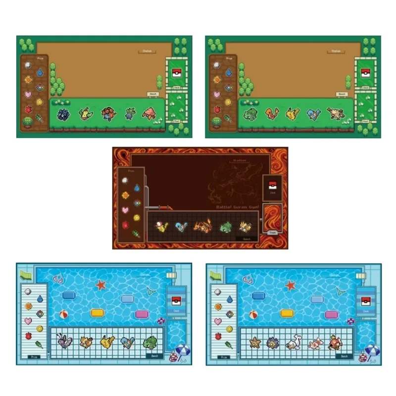 Pokemon PTCG Pixel Style Playmat Cerulean Gym Celadon Gym Single Table Mat Battle Pad Classics Anime Collection Cards Toy Gift