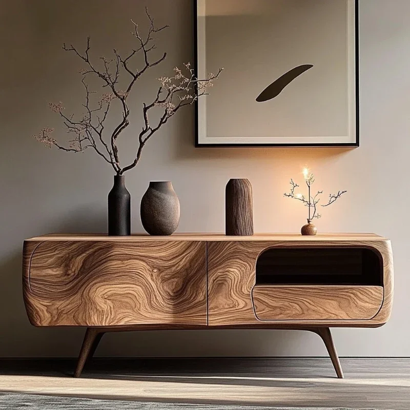 Wabi Sandy Wind Natural Side Tea Cabinet Solid Wood Meal Side Cabinet Homestay Tea Room Locker Restaurant Simple