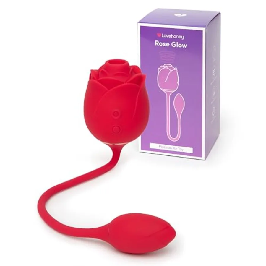 Rose Glow 2 in 1 Rose Clitoral Sucking Toy and Love Egg Vibrator Rose Sex Toy Clit Suction Stimulator with 6 Suction Speeds Adu