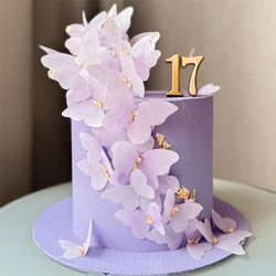 48Pcs Purple Butterfly Cake Decoration Colorful 3D Butterflies Cupcake Toppers for Birthday Wedding Butterfly Cake Decor Supply