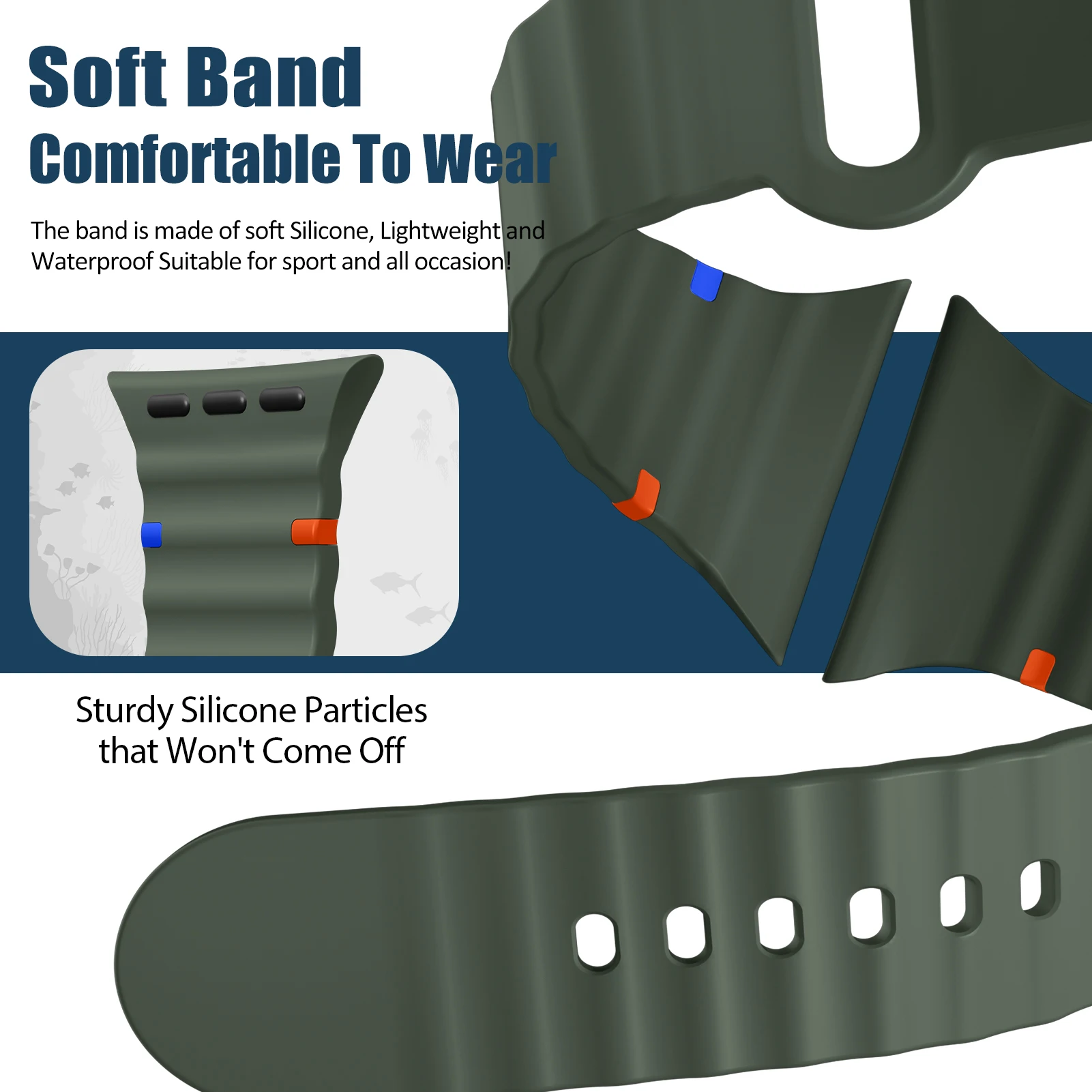 Спортивные силиконовые ремешки для Apple Watch Band 44 мм, 40 мм, 49 мм, 45 мм, 46 мм, 42 мм, 38 мм, 41 мм, браслет correa iWatch Series 10 SE 9 Ultra 2