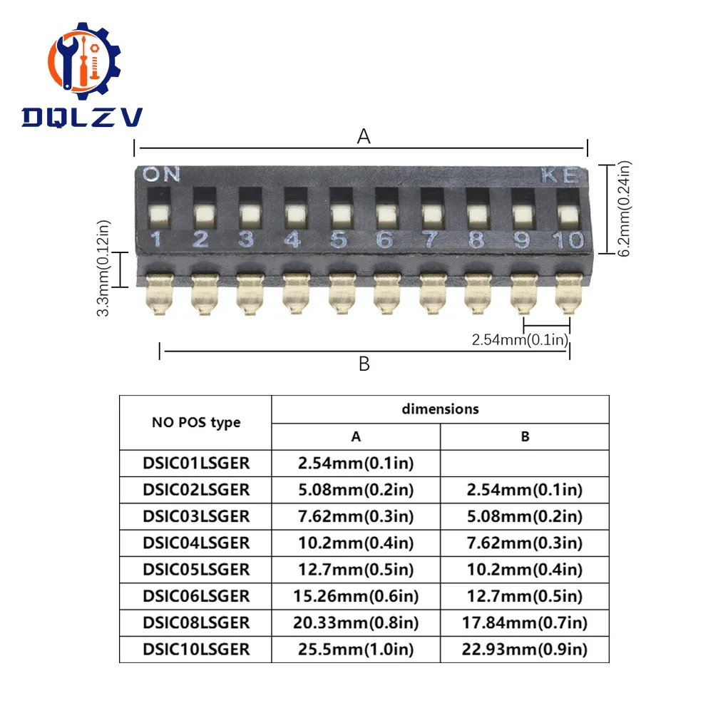 SMD Switch Toggle Switches 2.54mm 1P/2P/3P/4P/5P/6P/8P/10P black 2.54MM SMD Switch Gold Plated Pin