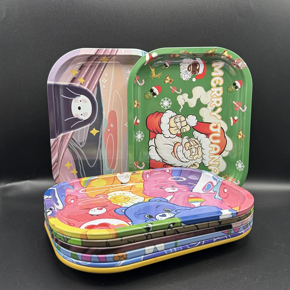 Cigar Rolling Tray 18*14CM Metal Storage Container Tobacco Tinplate Plate Herb Smoking Accessories