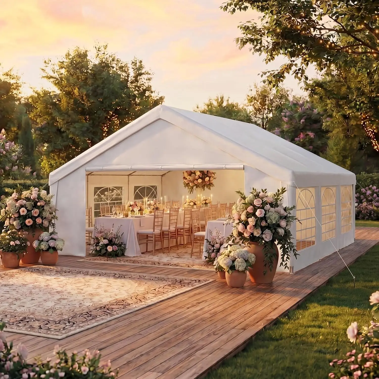 20x20 Heavy-Duty Party Tent with Removable Sidewalls, Waterproof Outdoor Event Canopy for Wedding BBQ Camping, Customized
