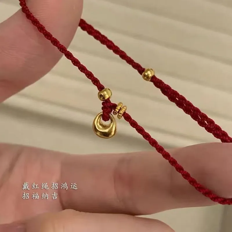 Handmade Cute Small Handbag Bracelet Golden Lucky Ring Red Rope Bangle Women Lovers' Best Friendship Bracelet Size Adjustable