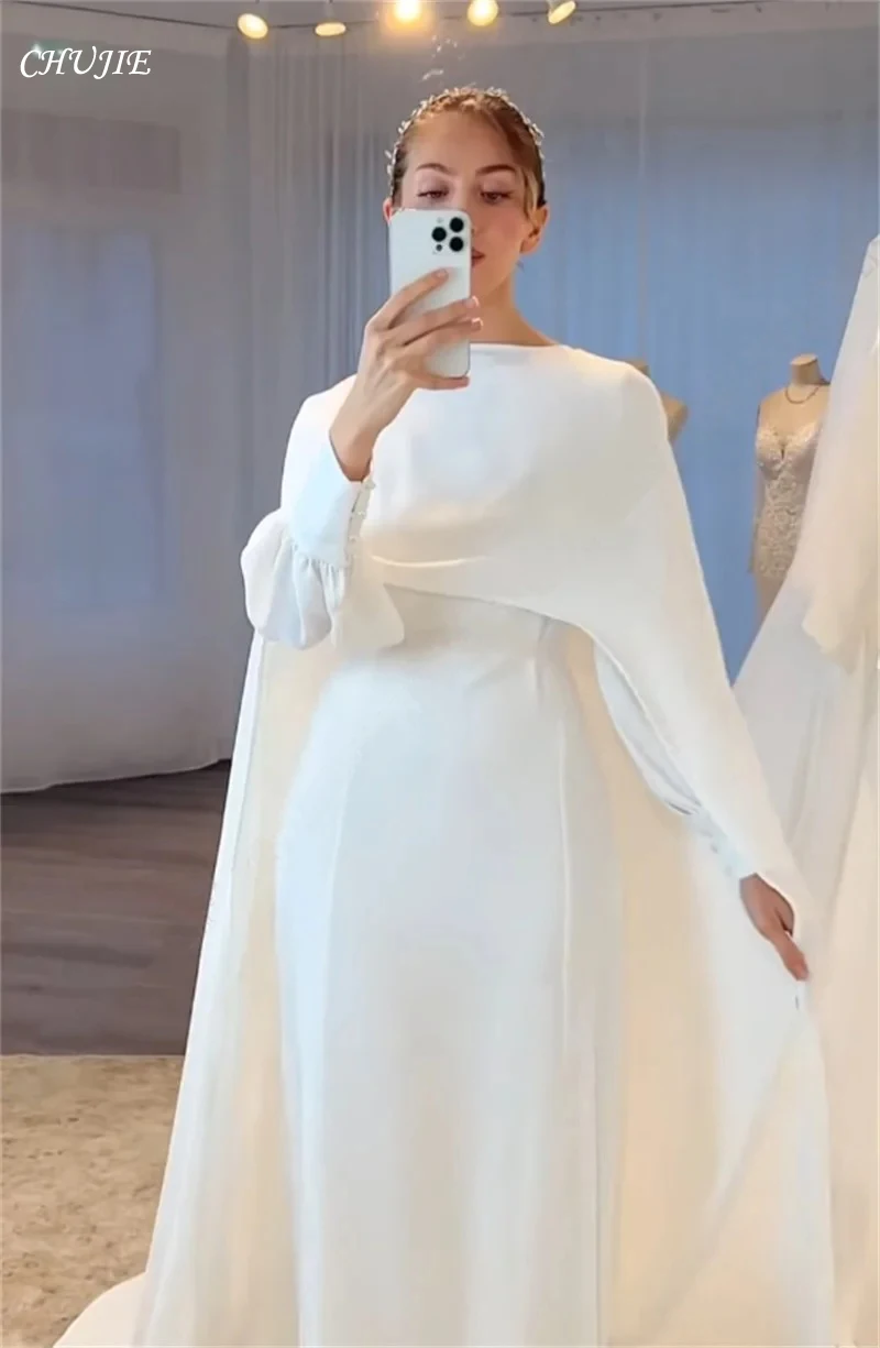 Elegantes vestidos de casamento muçulmanos, mangas compridas, vestido formal de noiva, vestido de noite para noiva, 2021