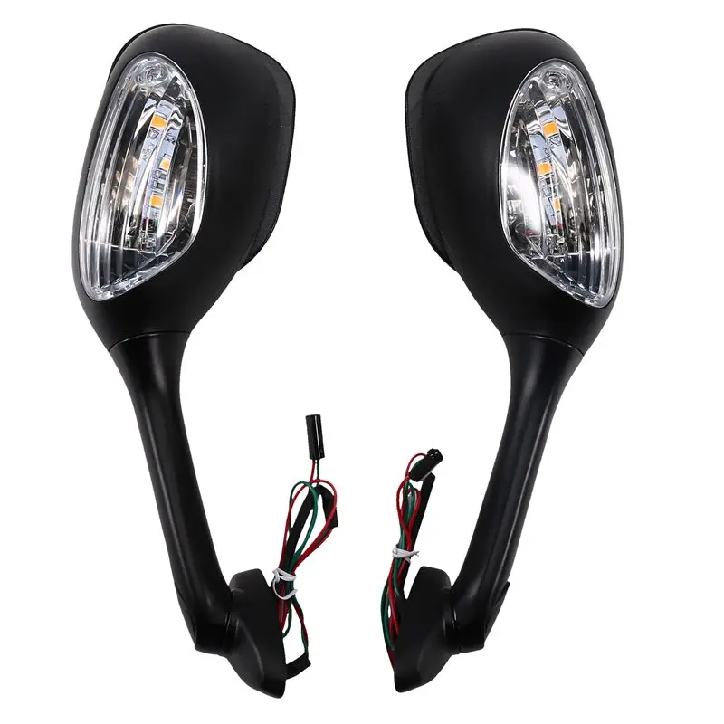 A91D Motorcycle Rear View Side Mirror With LED Turn Signal Light For GSXR 600 750 GSX-R K5 K6 K7 K8