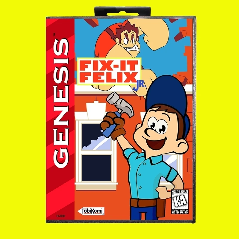 

Fix It Felix Jr MD Game Card 16 Bit USA Cover for Sega Megadrive Genesis Video Game Console Cartridge