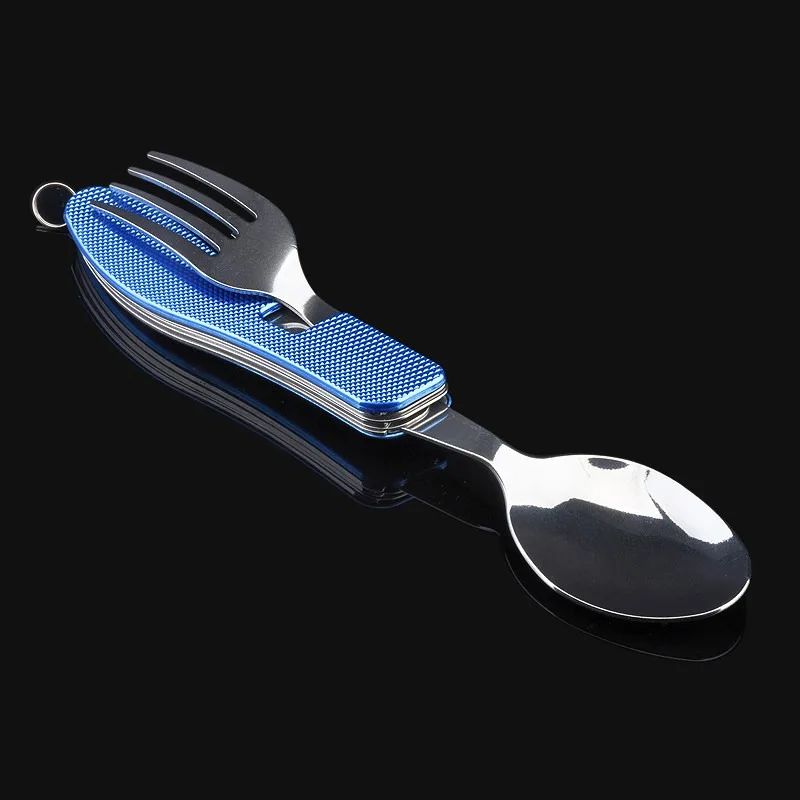 Outdoor Folding Knives, Forks, Spoons, Stainless Steel Tableware, Picnic Mountaineering Combination Tableware, Multi-functional