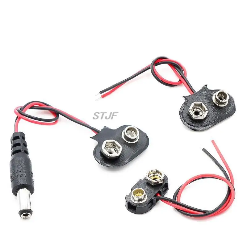 15cm Black Red Cable Connection 9V Battery Clips Connector Buckle
