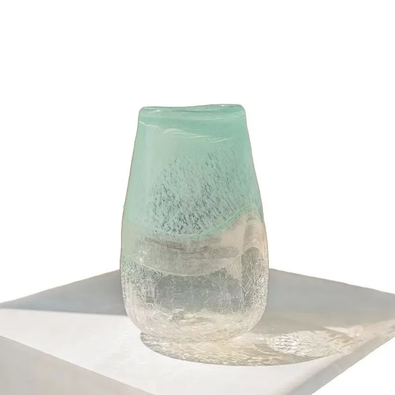 Medieval style handmade color matching glass vase, living room dining table hydroponic retro vase simple light luxury decoration