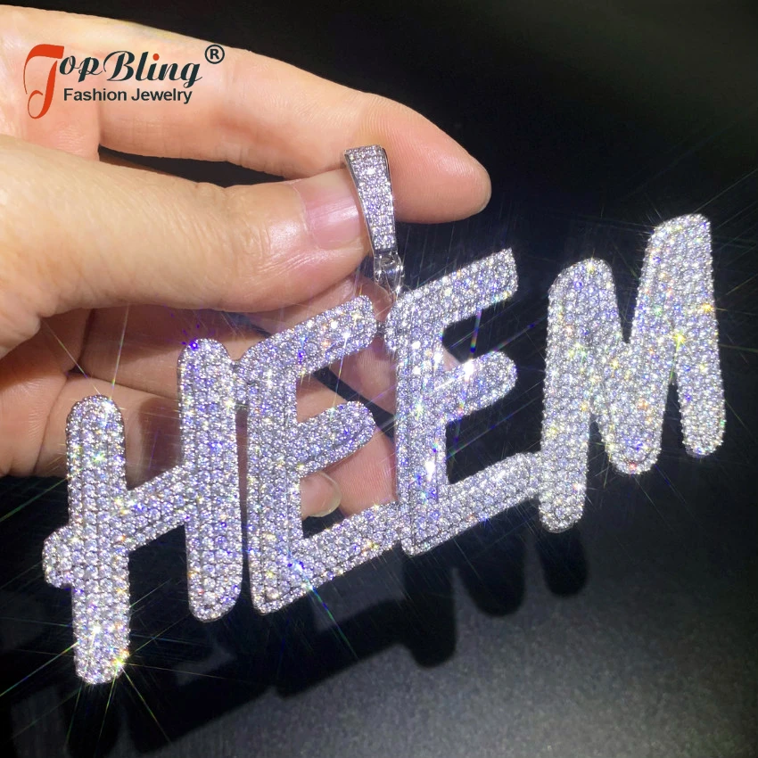 

TopBling Custom Double Layer Letter Pendant Iced Out Cubic Zirconia Gold Silver Color Necklace Chain Men Women Hip Hop Jewelry