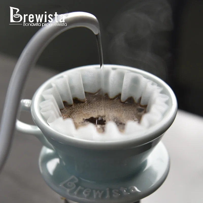 Brewista Ceramic Hand-brewed Coffee Filter Cup, Cake Type, 4 Hole, House Hold, Drip Filter, Coffee Filter Cup, Morning Dew White