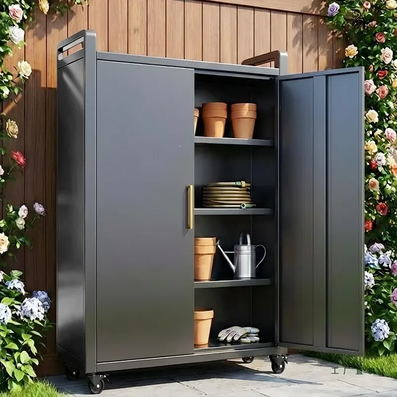 Outdoor Garden Tool Cabinet Storage Locker for Balcony Sundries Family Integrated Storage Unit Weatherproof Organizer
