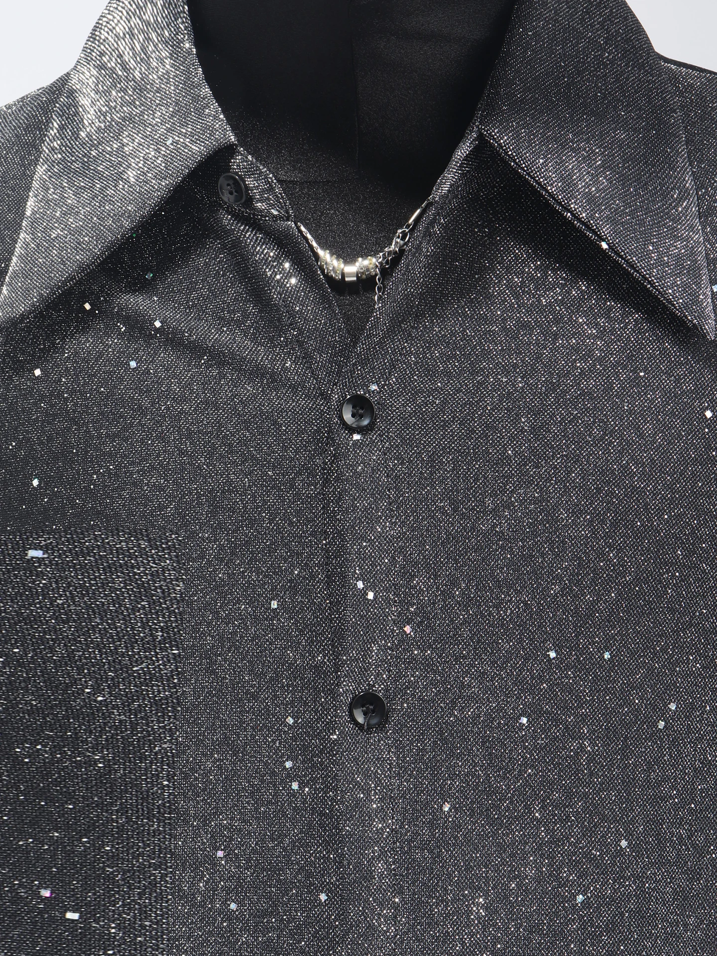 High-end Niche Design Loose Tops Starry Sky Shirts Men's 2025 Four Seasons Wear Handsome Trendy Long-sleeve Solid Color Shirts